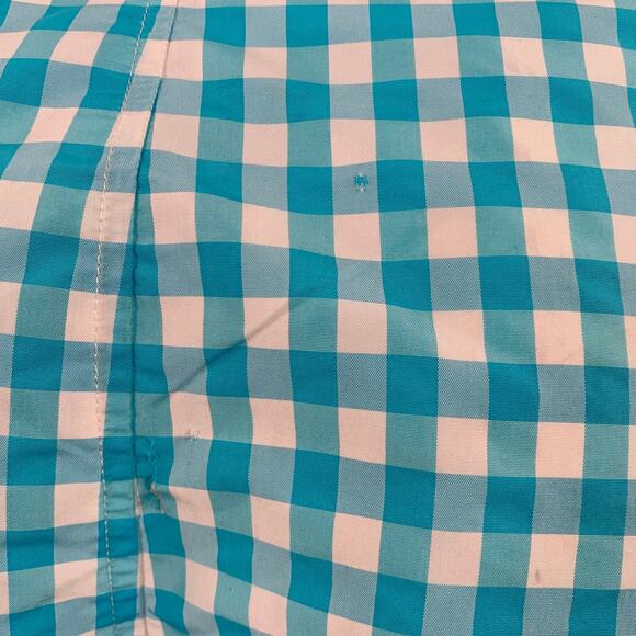 PARKE & RONEN Size 36 Turquoise White Gingham Polyester Blend Swim Trunks - Picture 4 of 7